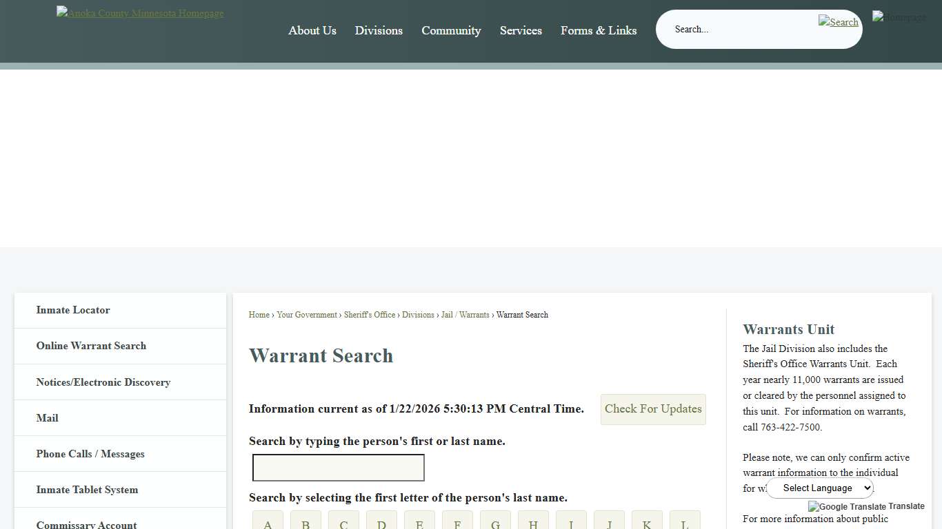 Warrant Search Anoka County, MN - Official Website